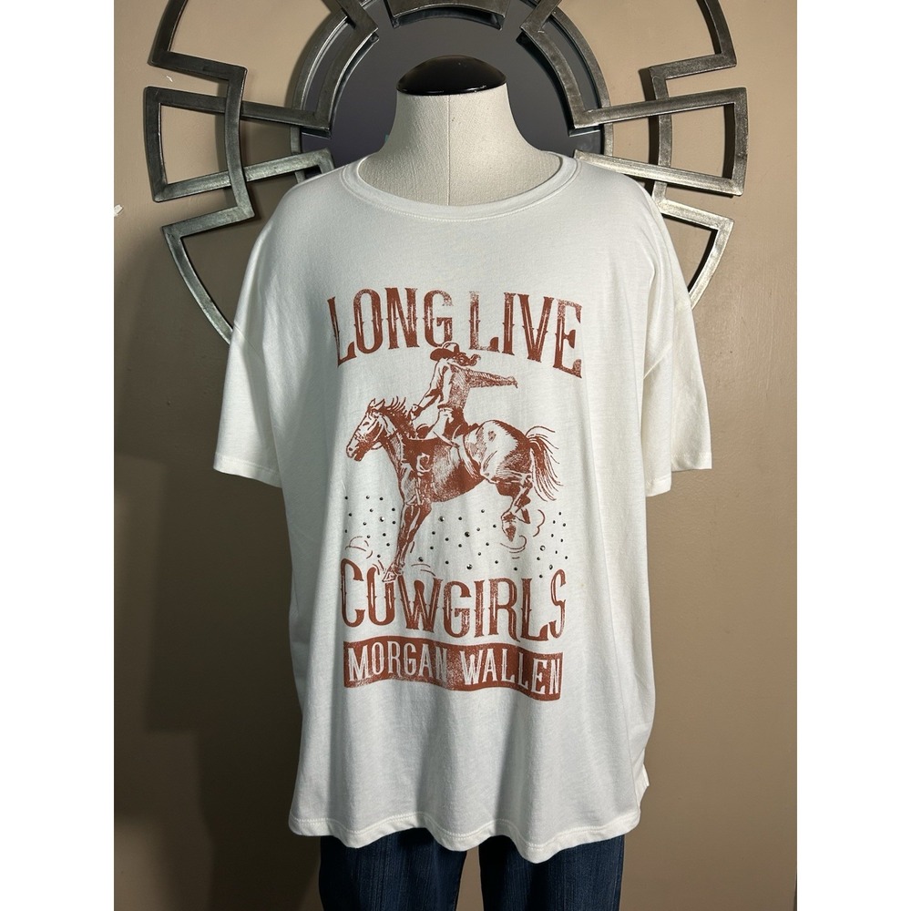 Morgan Wallen 'Long Live Cowgirls' Maurices New White T-Shirt Size 2XL XXL
